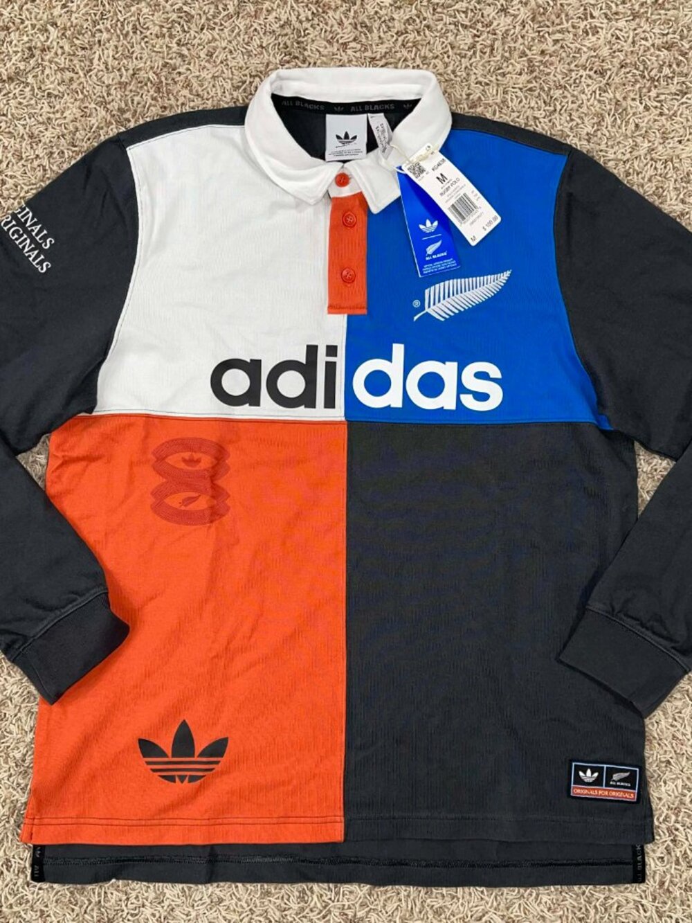 Adidas Originals & All Blacks Men’s Heritage Rugby Polo Shirt, Size Medium (New)